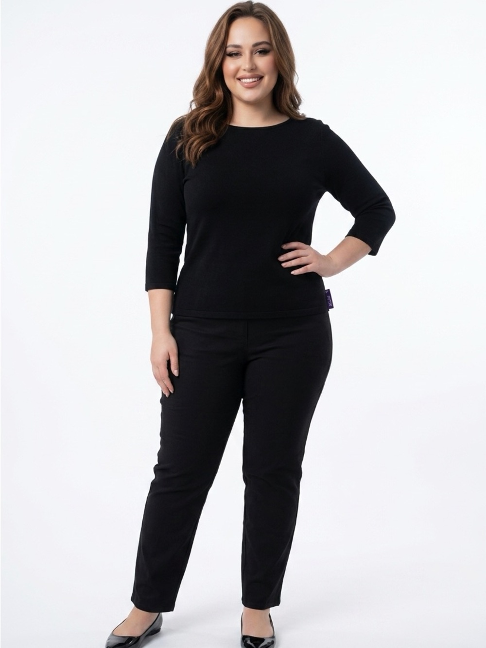 Catherines Plus 5XWP Black Essential Flat Front Twill Stretch Comfort Pants